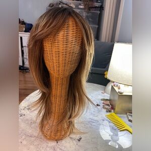Unknown Amazon Wig Soft Layered Synthetic Fibers with Trimmed Bangs